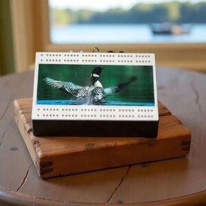 Vintage 1997 Custom Cribbage Minnesota Loon Wood Cribbage Board